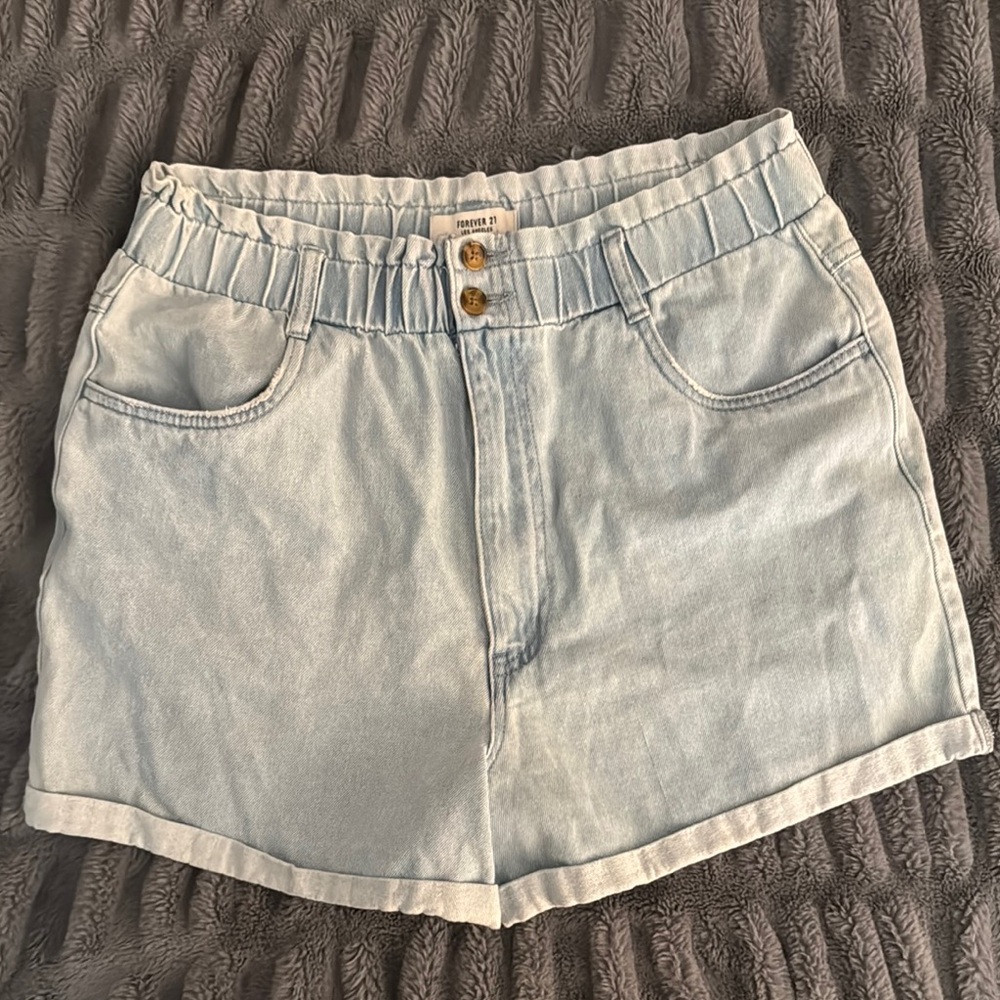 Forever 21 Light Blue High Waist Denim Shorts